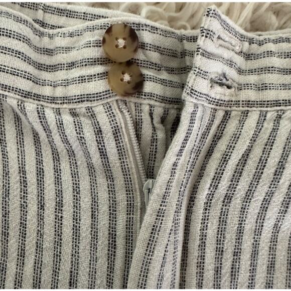 J Jill Wide Leg Linen Pinstripe Cropped Ankle Pants Sz 2X Cream and Denim Blue - Picture 5 of 8